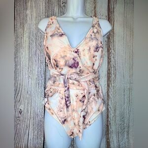 Time and Tru Tie-Dye One Piece  Tummy Flattering & Butt-Enhancing Size L 12-14